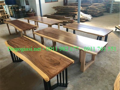 Xưởng bàn gỗ tự nhiên nguyên tấm nhiều thiết kế mới nhất