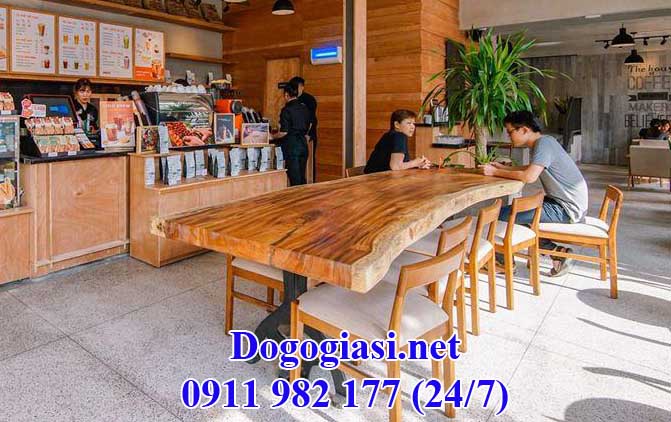 Bàn cafe gỗ Me Tây nguyên tấm lớn